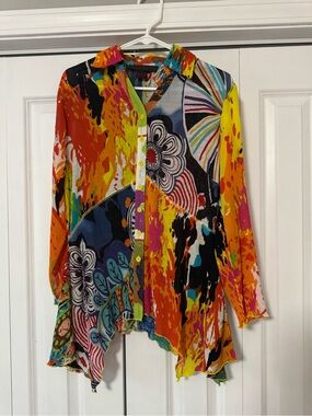 Vibrant Multicolor Button-Down Women's Shirt